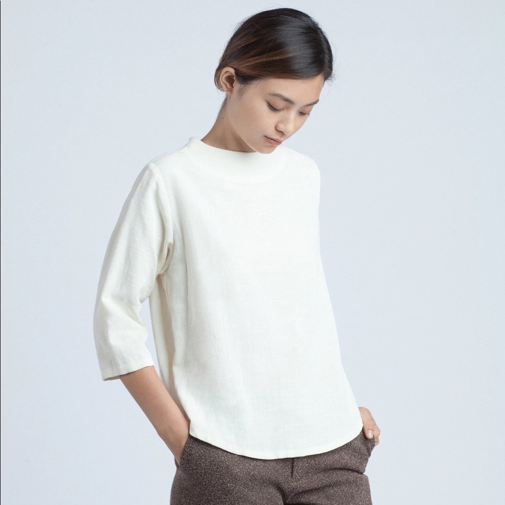 Kaarem Petal Leaf 3/4 Sleeve Top - XS